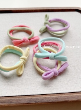 Candy bowtie  韩版奶油撞色蝴蝶结发圈女孩马尾高弹皮筋百搭发圈