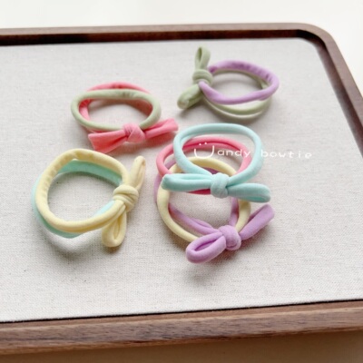 Candy bowtie  韩版奶油撞色蝴蝶结发圈女孩马尾高弹皮筋百搭发圈