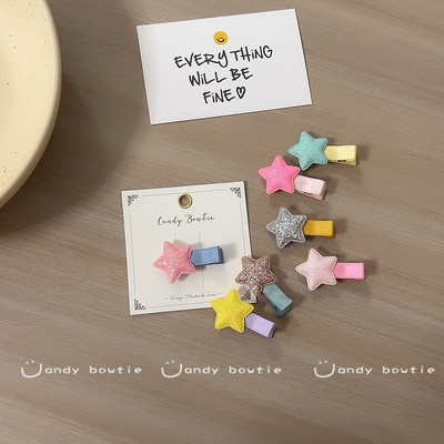Candy bowtie   韩国进口闪粉五角星小发夹儿童边夹女孩刘海夹