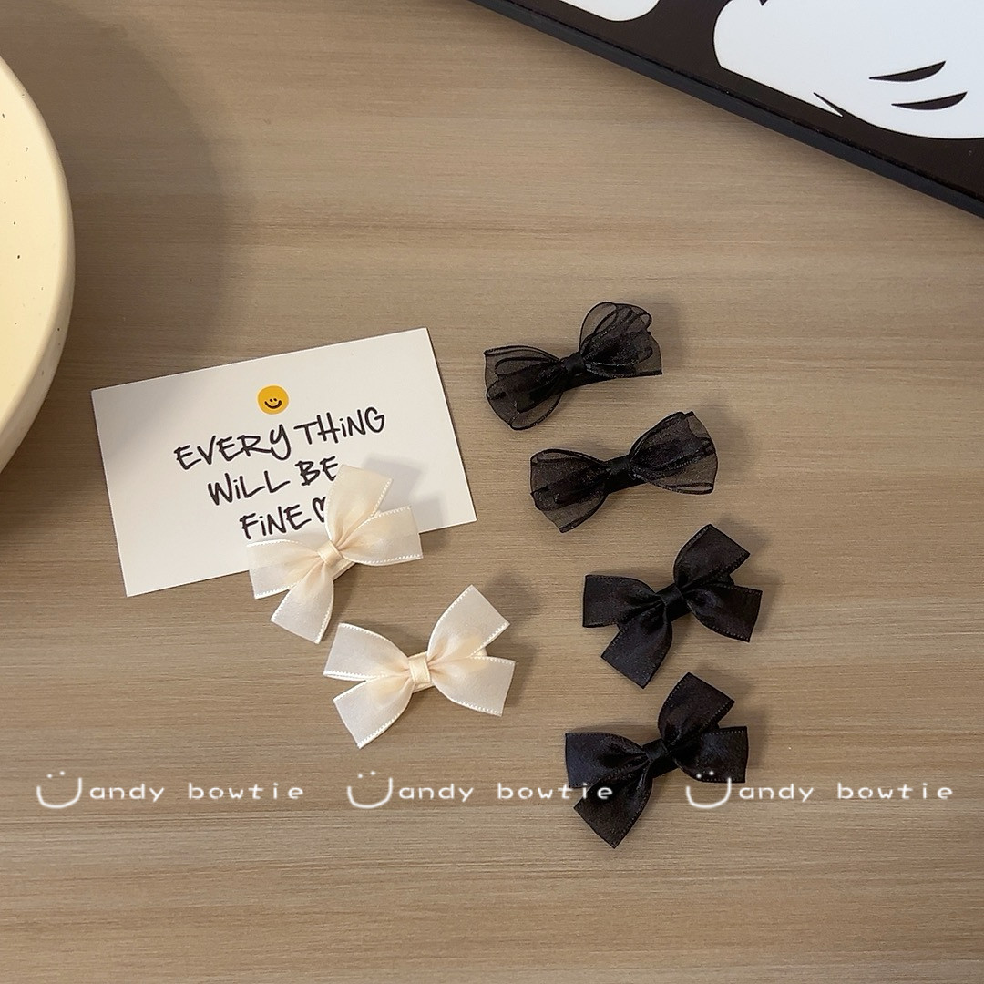 Candy bowtie 手工  韩版蝴蝶结发夹儿童公主网纱对夹不锈钢边夹