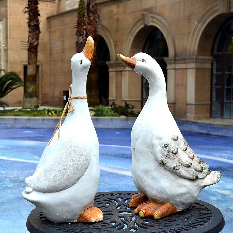 户外白鸭子创意水景草坪别墅花园庭院装饰幼儿园池塘白鹅造景摆件