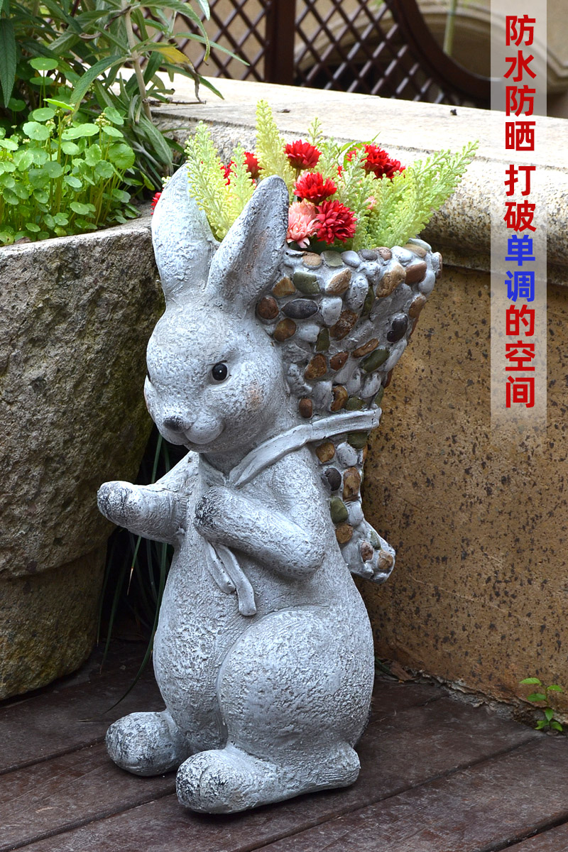 户外花园装饰兔兔动物花盆别墅庭院布置阳台田园风草坪造景摆件