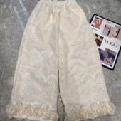 宽松显瘦阔腿长裤 云禾锦国风新中式 蕾丝镂空裤 薄款 女 春夏休闲时尚