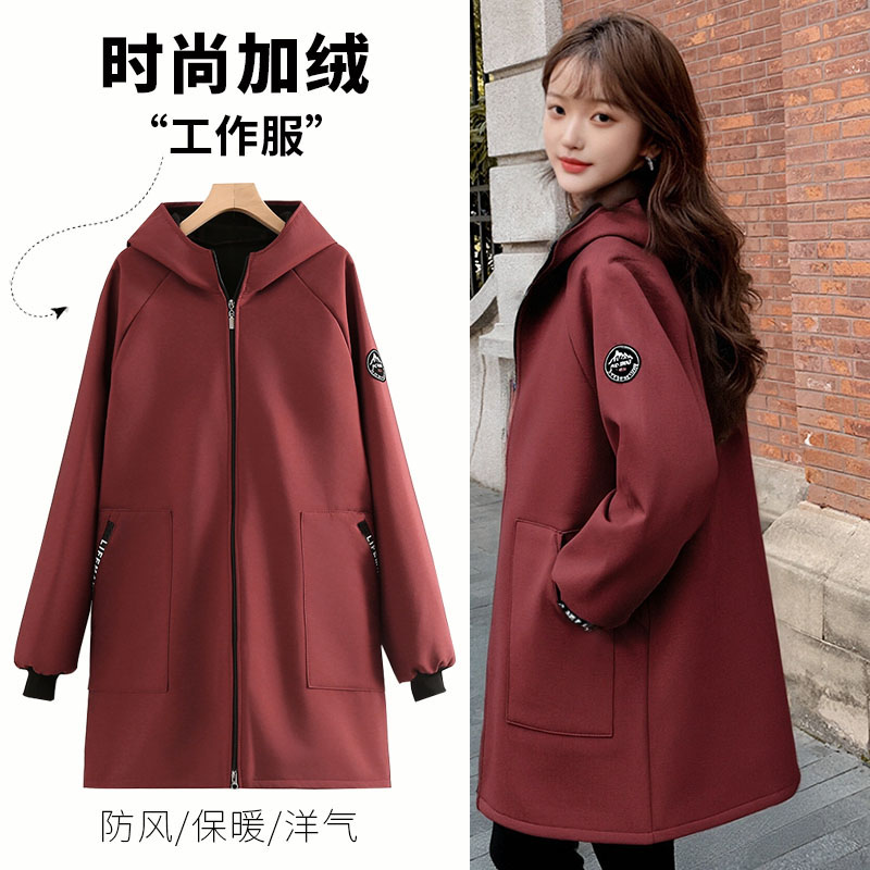 加绒加厚罩衣外穿男女款上班干活长袖围裙户外车间工作服外套定制