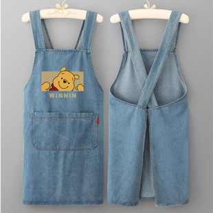 高档牛仔围裙家用厨房做饭柔软耐磨餐饮上班专用工作服男女款 定制