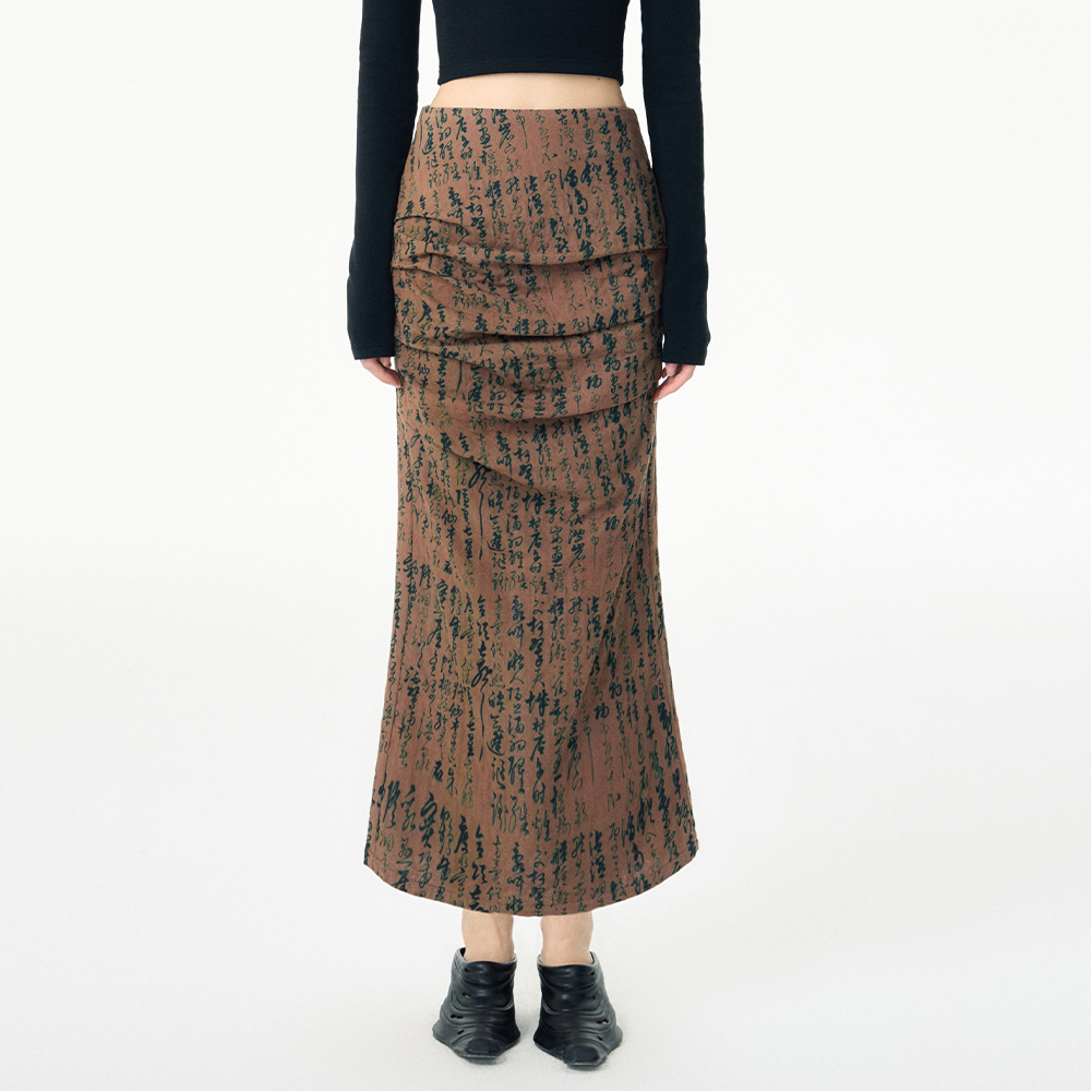 文字半身裙杨二大梦中长款小众