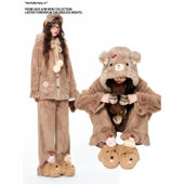 冬高级感家居服 2025新款 杨二大梦原创浅咖色小熊加厚睡衣套装 女款