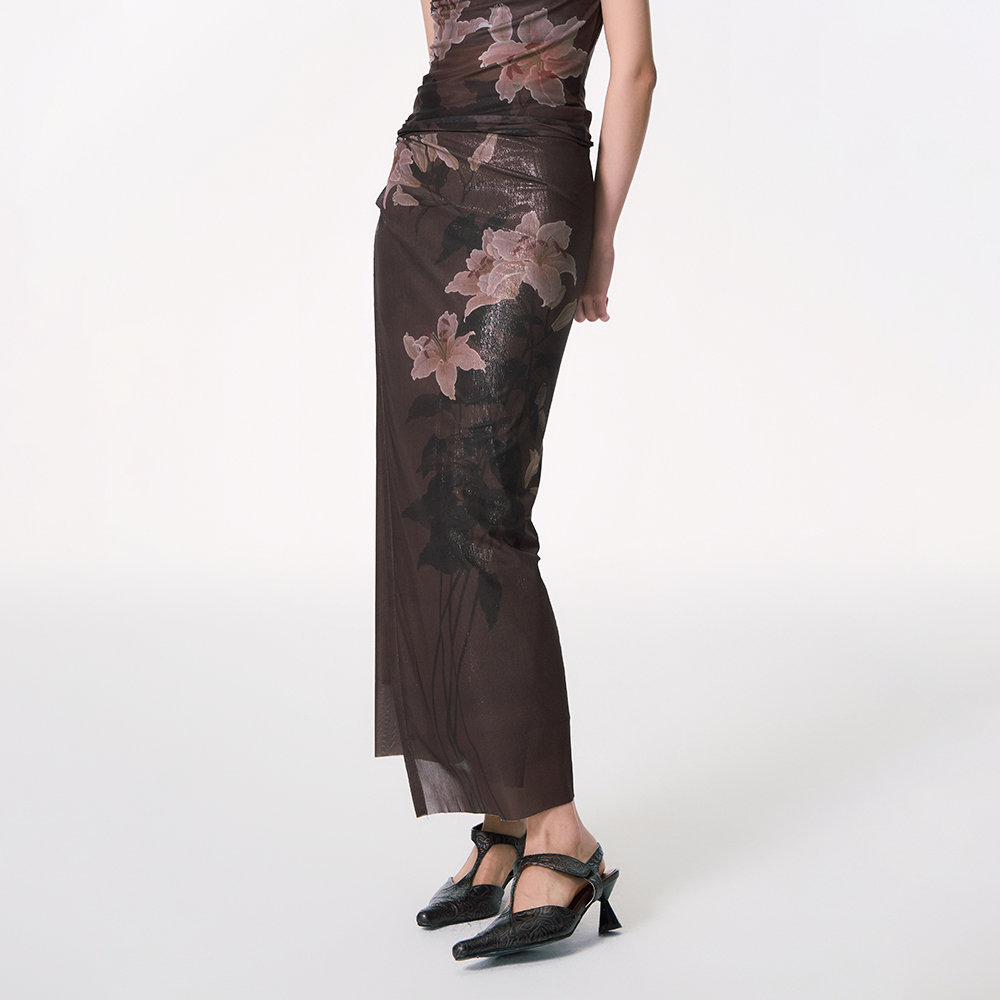 杨二大梦棕百合绑带半身裙