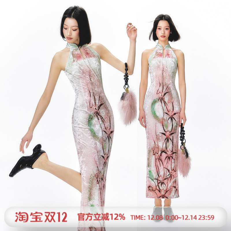 杨二大梦蛇年旗袍无袖连衣裙女