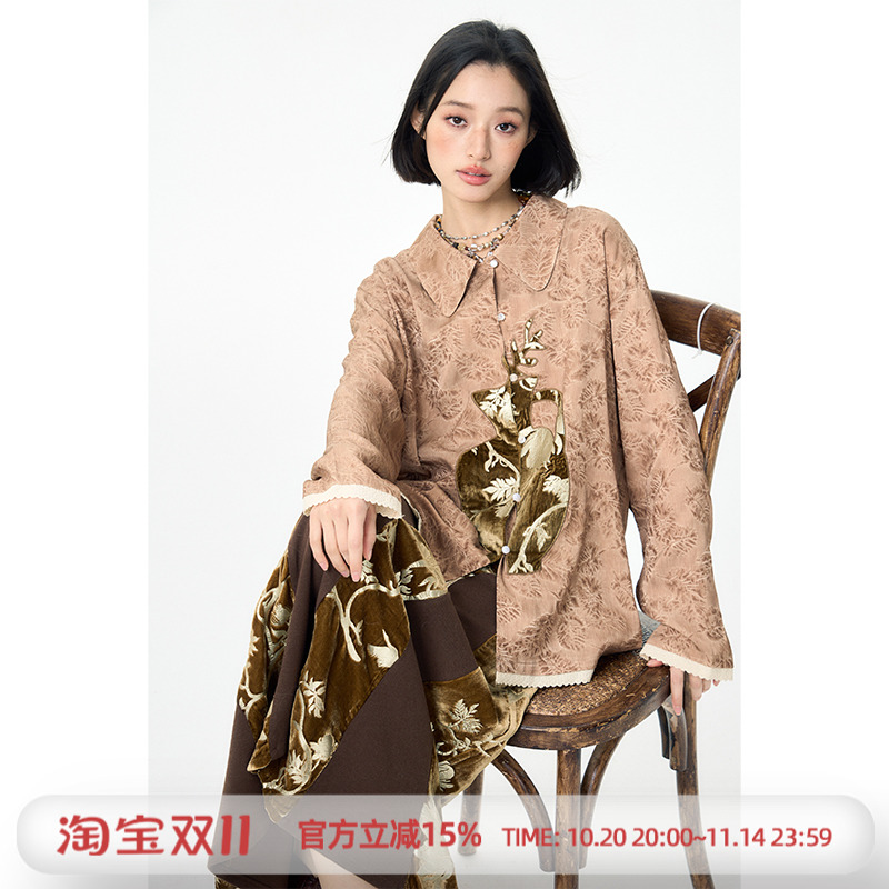 杨二大梦长袖衬衫花瓶