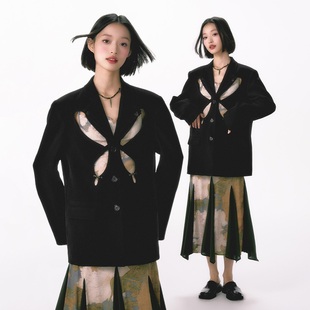 杨二大梦原创蝴蝶镂空西装 外套 外套复古西服2025新款 开春小西装