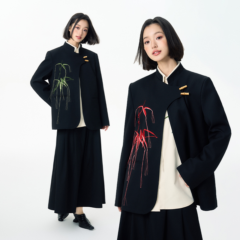 竹子刺绣西装杨二大梦新中式