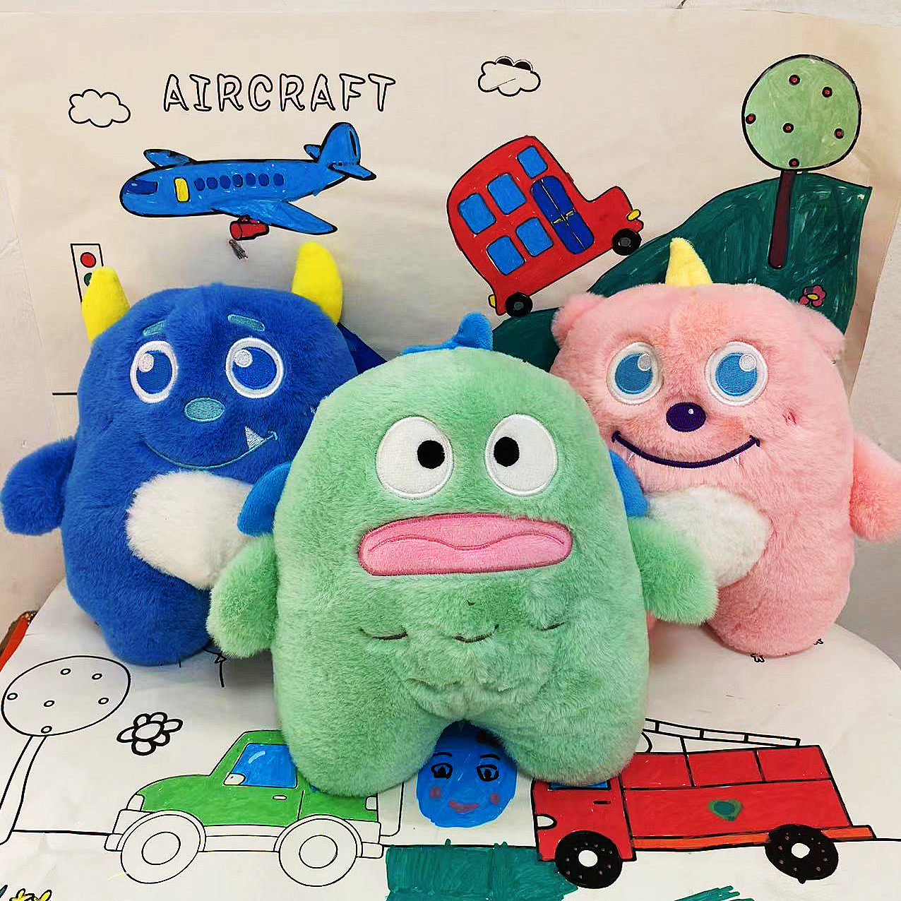 卡通8寸蓝毛怪小丑鱼儿童安抚玩偶抱枕抓娃娃机毛绒玩具生日礼物