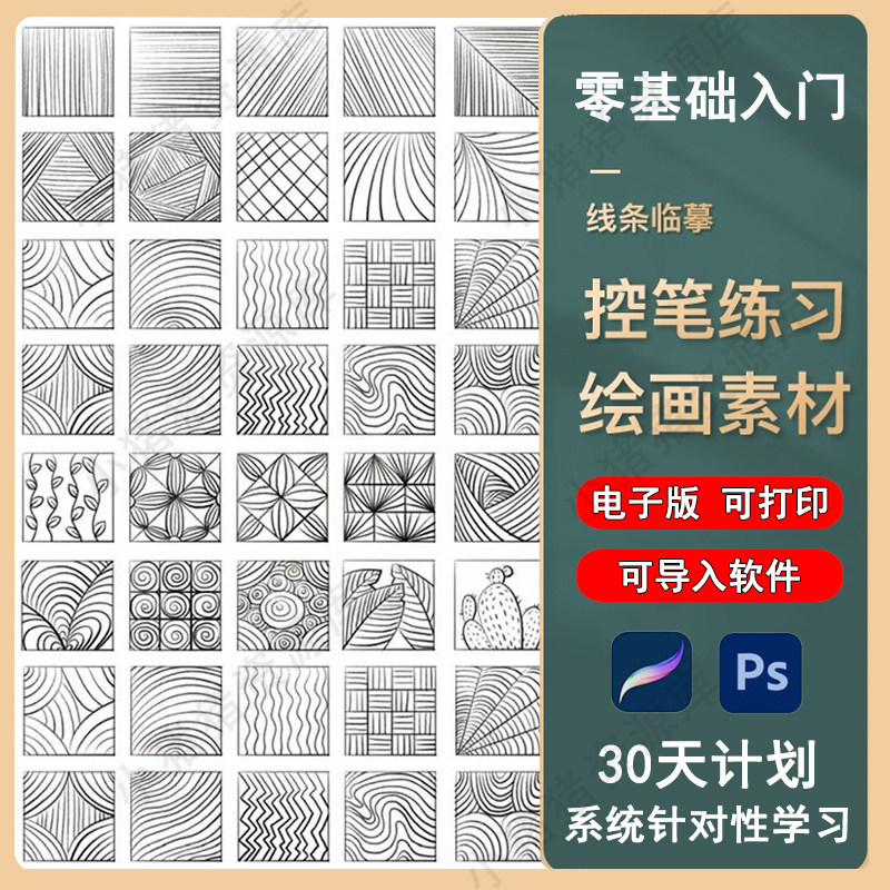 procreate线条控笔训练刻录盘个性化服务