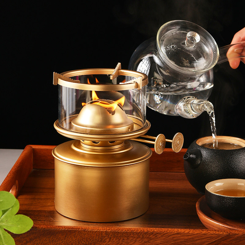 纯黄铜煮茶炉旅行潮汕功夫茶烧水煮水茶空气茶活火茶灯油灯
