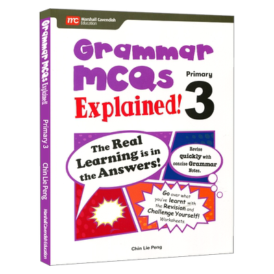 少儿grammar mcqs explained primary3原版进口6-12岁语法练习 新加坡马歇尔卡文迪许出版小学重要语法结构练习多选题辩证思维培养