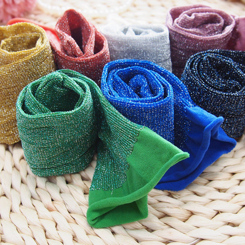 儿童袜子闪银丝女童中筒袜夏季薄款糖果色女宝宝防蚊袜长筒丝袜