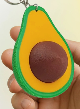 跨境爆款3D打印解压玩具按压牛油果带钥匙扣挂件摆件吊饰