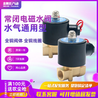 全铜常闭水阀电磁阀2分3分4分6分1寸2寸气阀AC220V DC24V DC12V