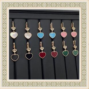 DLOROLD家厵㊣高定V金轻奢心形耳环女镶钻爱心耳坠高级感耳饰新款