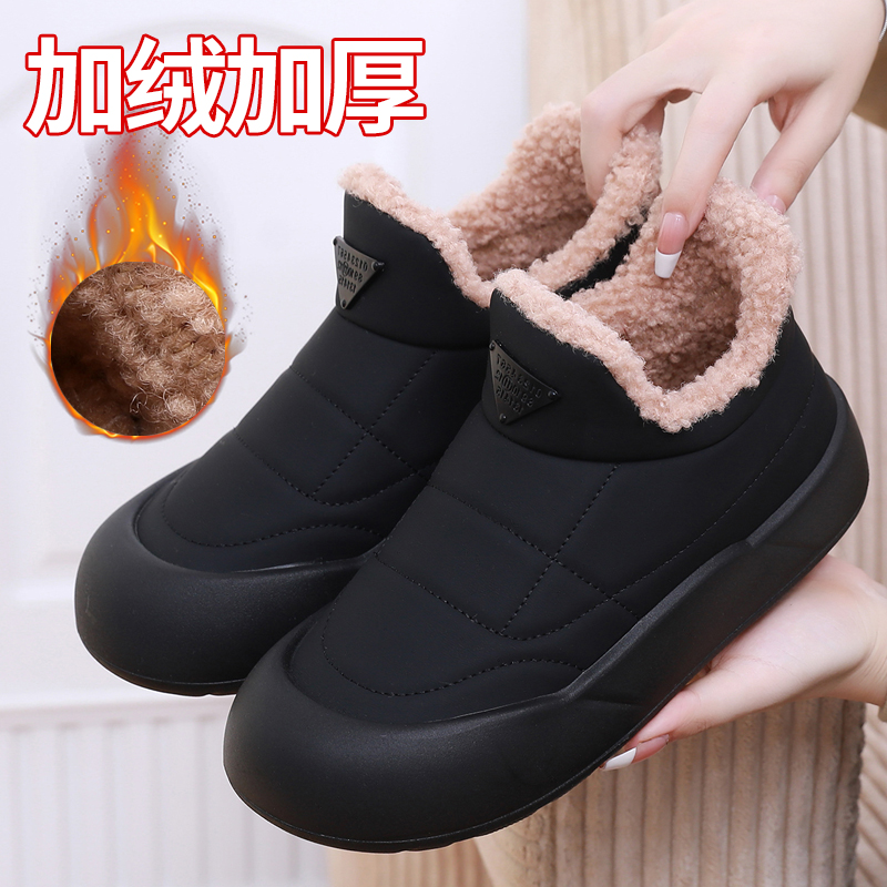 冬季新款雪地靴加绒加厚保暖毛毛女棉鞋一脚蹬复古博肯休闲女短靴