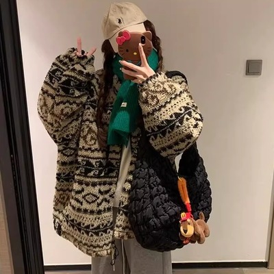 美式复古羊羔毛外套女冬新款宽松