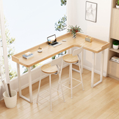 实木转角吧台桌带围挡 酒吧奶茶店高脚桌椅 家用左右转角桌可定制