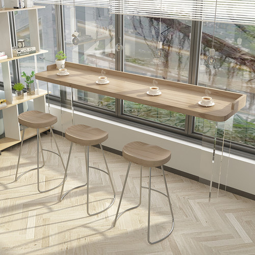 亚克力实木吧台桌带围边