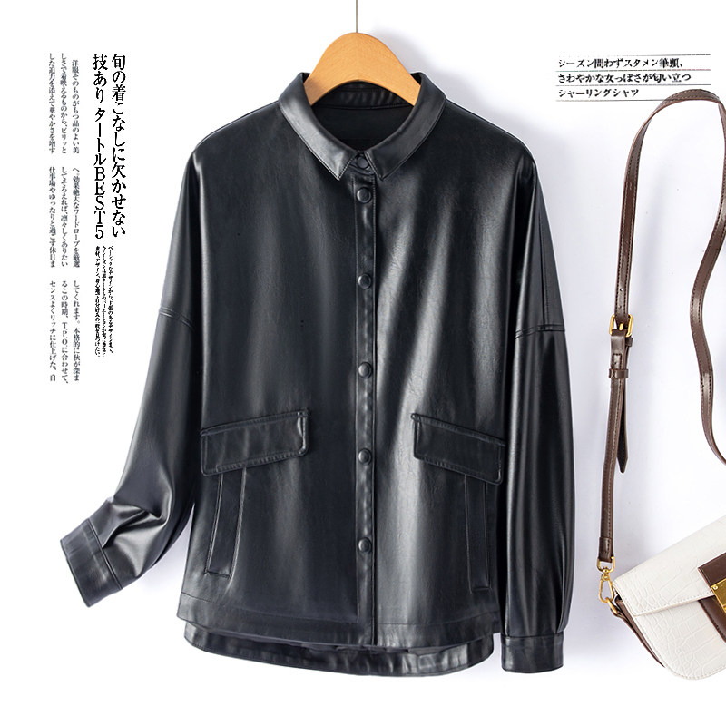 海宁真皮皮衣女短款2026春秋新款大码小个子绵羊皮夹克宽松黑外套