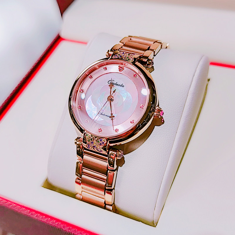 卡罗莱机械表新款女士手表全自动女表品牌正品钢带防水时尚潮十大