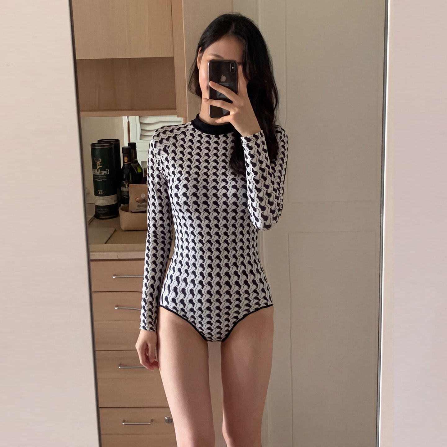 长袖连体泳衣女防晒显瘦冲浪潜水