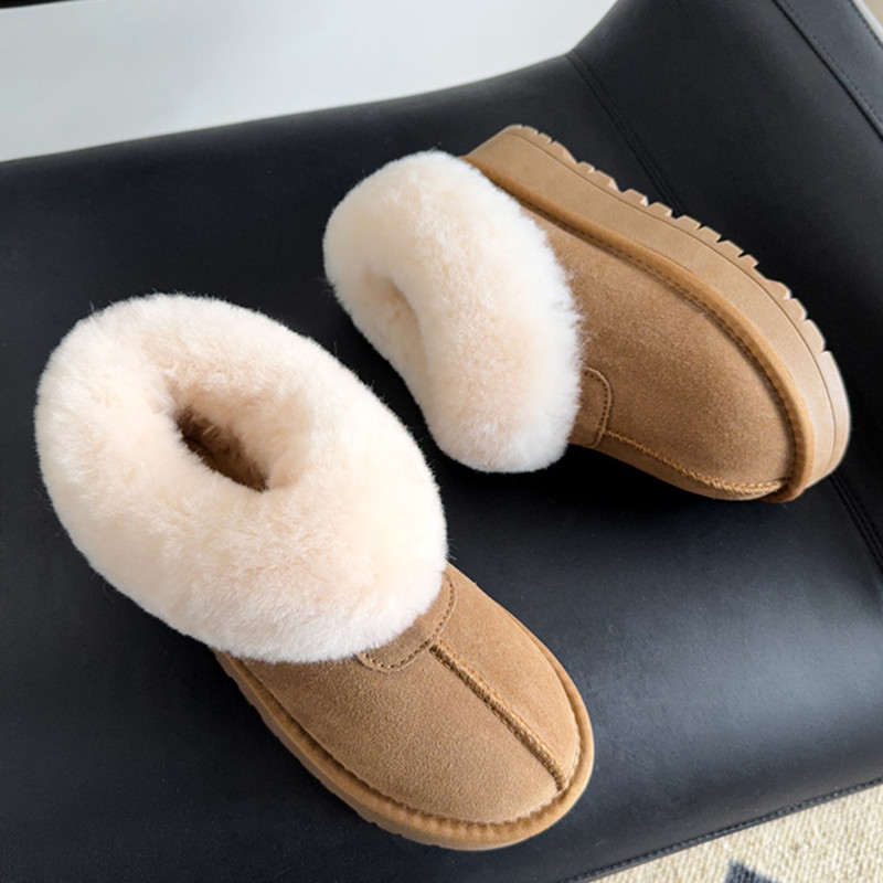 厚底塔茨特一脚蹬真皮雪地靴女