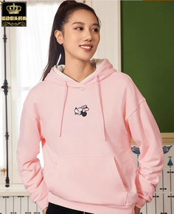 专柜正品 LINING 李宁 迪尼斯联名 女子宽松连帽运动卫衣 AWDR326