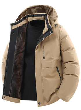 棉服男冬季新款男士石墨烯保暖棉衣加厚休闲可拆卸帽棉衣外套学生