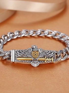 925男复古做旧手镯百搭纯银雄鹰