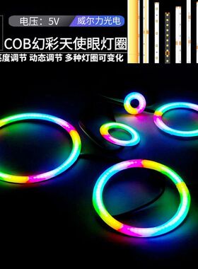 5V内置IC全彩COB灯带圆环开发板灯环LED天使眼灯圈圆形幻彩灯光圈