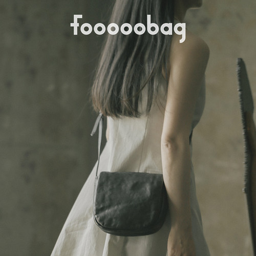 fooooobag磨砂植鞣系列「翻盖多袋」新品头层真皮黑色简约女包包