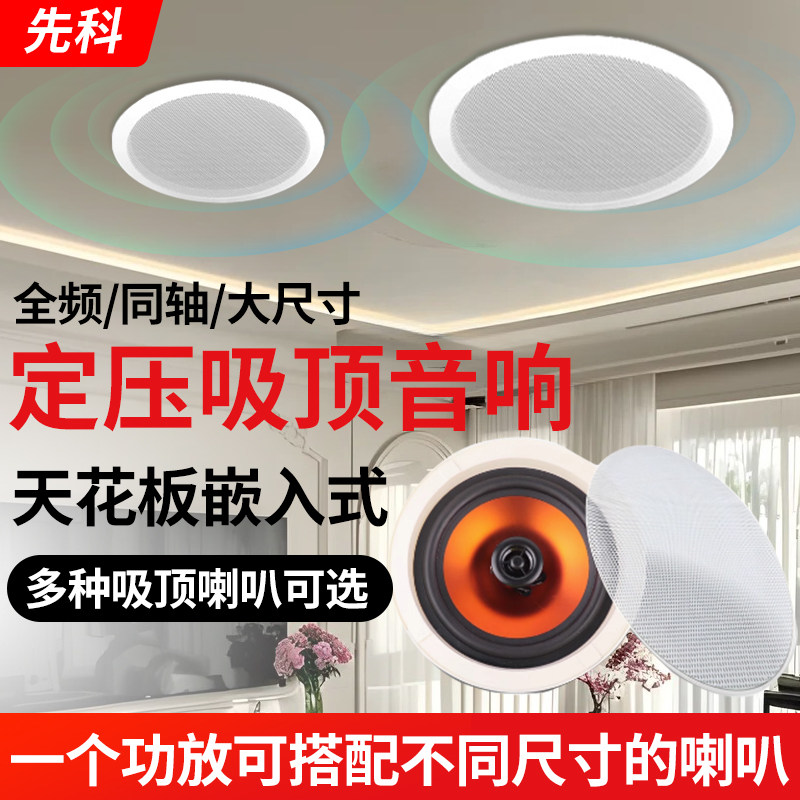 先科定压吸顶音响吊顶喇叭HIFI音箱立体声家庭影院重低音广播