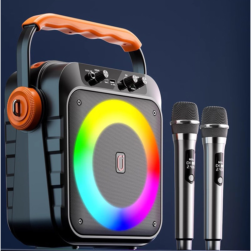 JYX新款MS80彩灯广场舞K歌音响户外无线蓝牙手提音箱唱歌便携式