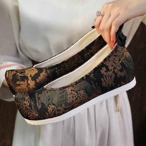 搭配内增高绣花古风中国