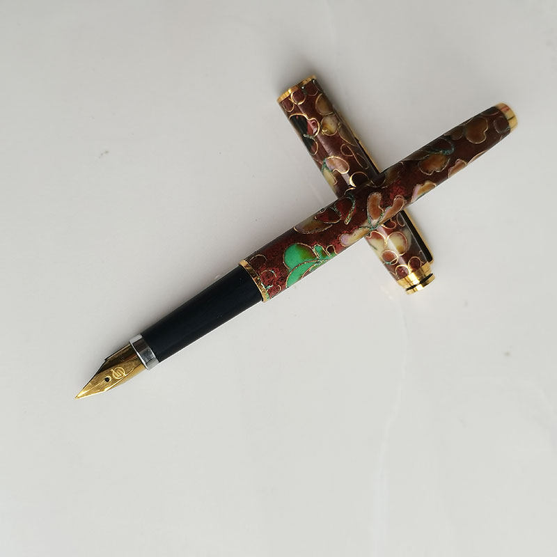 老钢笔英雄50景泰蓝中细明尖练字书写文具礼品收藏90年代库存包邮