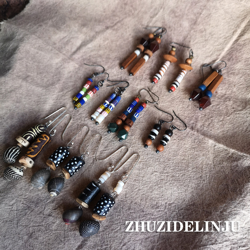 井甲 孤品原创设计耳饰 小众自由风 非洲贸易珠老琉璃纯银耳环,饰品/流行首饰/时尚饰品新,琉璃,淘宝优惠券,粉丝福利购,淘宝优惠卷