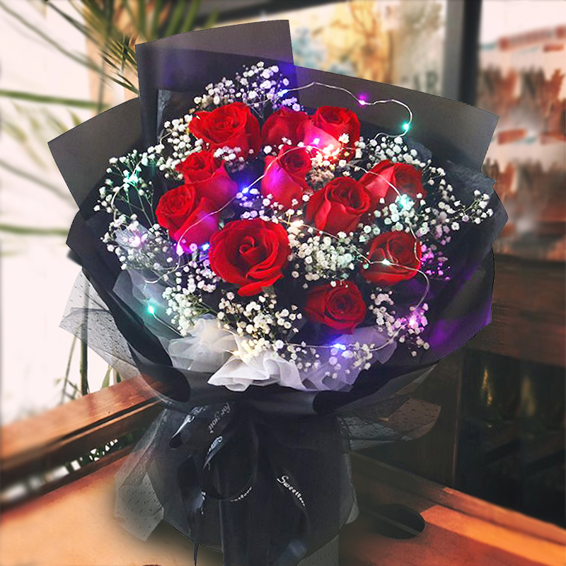抖音网红蓝色满天星干花束香皂花真永生花男友女友闺蜜生日送礼物