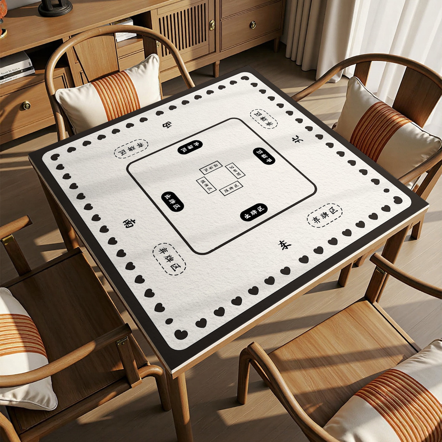 简约棋牌正方形防滑台面桌布垫德州扑克牌分区硅藻泥防尘降噪桌垫图片
