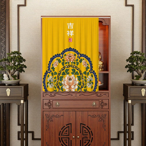 免打孔家用菩萨佛龛遮挡帘佛柜佛像防尘帘滑轨式隔断帘柜子遮布帘
