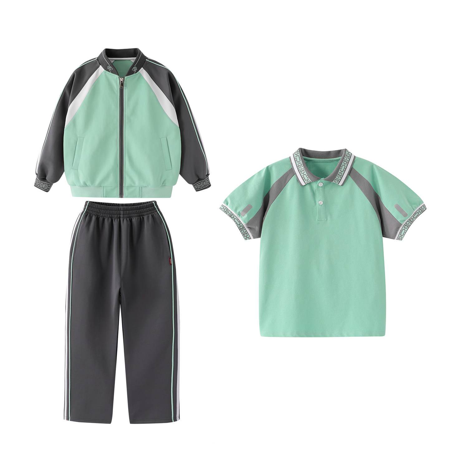 江西赣州夏季中小学生统一校服薄款新中式运动学院风女款裙裤套装