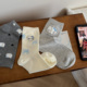 会起球 日系少女可爱纯棉袜 卡通刺绣猫咪女士中筒袜 袜子 春秋款