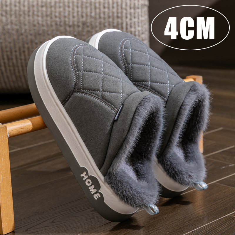男士加绒厚底棉拖鞋女秋冬季2025新款室内家居家防水保暖外穿防滑