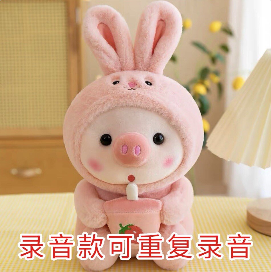 录音款会说话送女友可爱兔子变身猪猪公仔玩偶毛绒玩具生日礼物