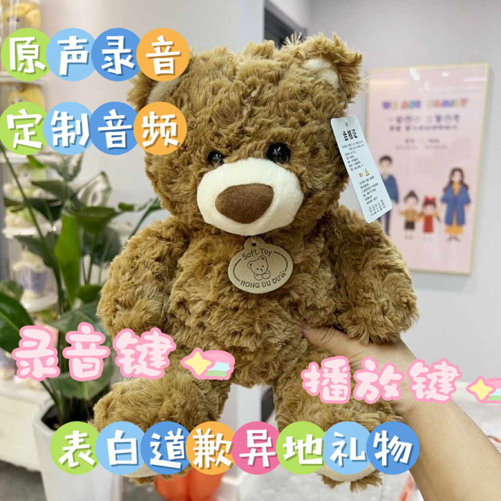 原声录音表白道歉礼物泰迪熊毛绒公仔抱抱熊送女生情人节生日毕业